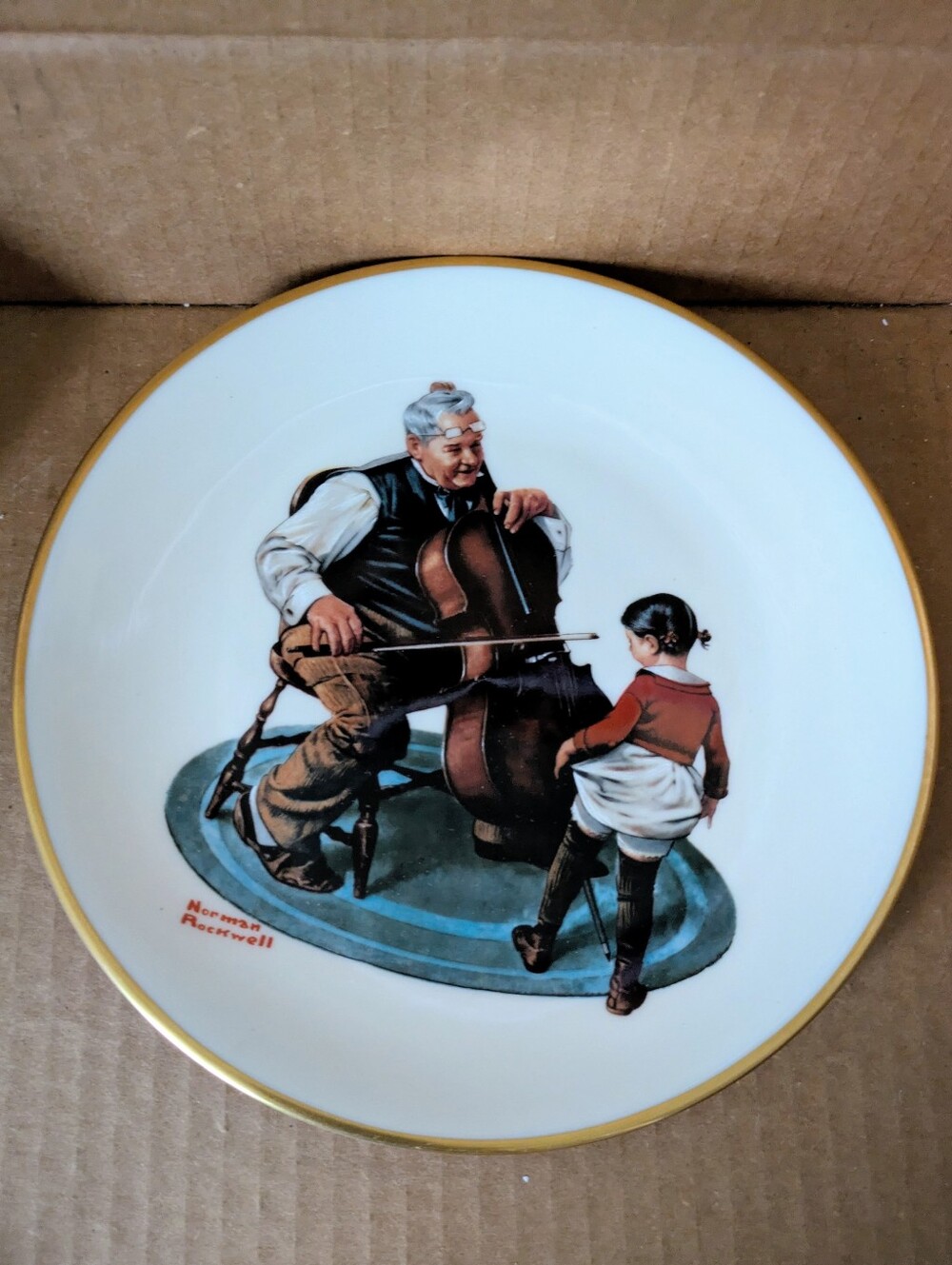 Norman Rockwell Grandpas Girl Gorham 1978 Made in USA 8.5 X 8.5 Vintage